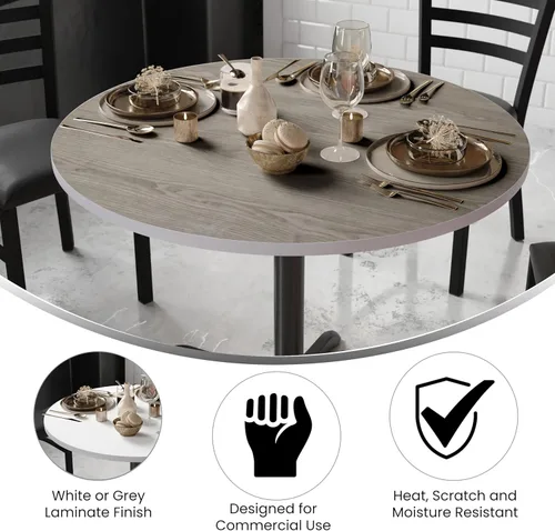 Miniatura 4 de Flash Furniture Glenbrook - Mesa redonda de 42 pulgadas con parte superior laminada reversible blanca o gris (paquete de 1)