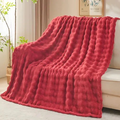 Miniatura 21 de NEWCOSPLAY Manta para Sofá Aqua Súper Suave de Franela Polar 3D Burbuja Ligera Manta de Cama para Uso en Todas las Estaciones (Aqua, Throw(50"x60"))