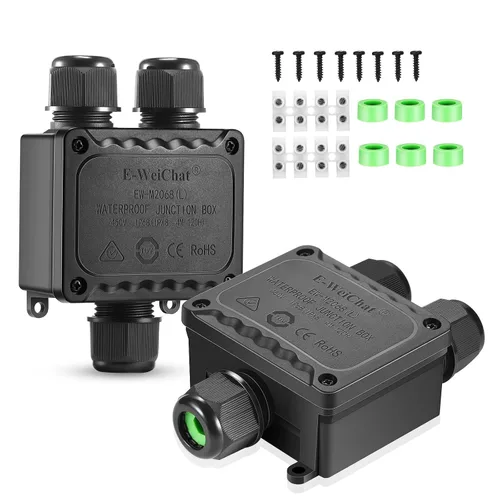 Miniatura 10 de 2 piezas impermeables externas de 2 vías PG9 caja de conexiones eléctricas subterráneas, cables de cable de alimentación, protección del conector