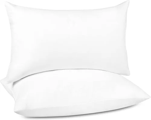Miniatura 12 de puredown® Juego de 2 cojines decorativos de plumas de 18 x 18 pulgadas (juego de 2, blanco) para sofá, cama, lavable a máquina