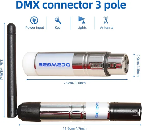 Miniatura 5 de DMX inalámbrico, 3 piezas DMX512 DMX Dfi DJ 2.4G inalámbrico 2 receptor y 1 transmisor etapa control de iluminación