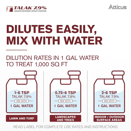 Miniatura 9 de Atticus Talak 7.9% Control de insectos para interiores y exteriores, concentrado de bifentrina (32 onzas)