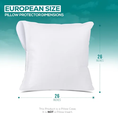 Miniatura 2 de Utopia Bedding - Fundas impermeables para almohadas (sin insertos de almohada) con cremallera europea (paquete de 2, blanco), fundas de almohada