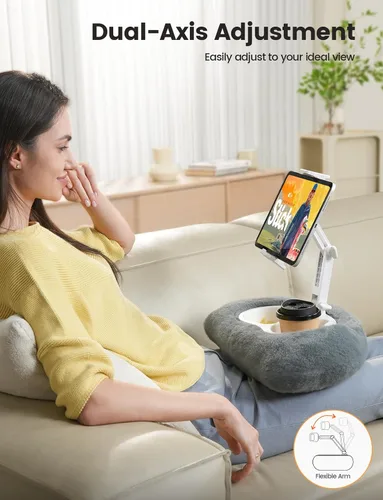 Miniatura 2 de Lamicall Soporte de almohada para tablet Kindle – [Brazo ajustable de 360°] [Suave y lavable] Soporte para iPad de regazo para iPad, accesorios