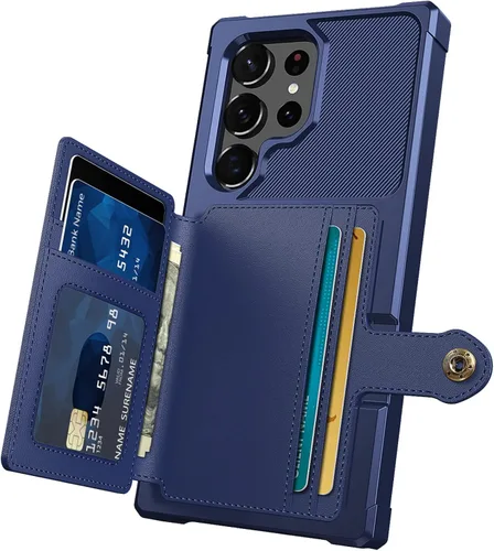 Wefor Funda para Samsung Galaxy S23 Ultra - Funda tipo cartera con bolsillos para tarjetas de piel sintética para Samsung Galaxy S23 Ultra 2023 Azul