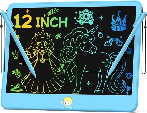 Hockvill Tableta de escritura LCD de 12 pulgadas, juguetes para niños y niñas, almohadilla de dibujo para niños de 3, 4, 5, 6, 7 años, tablero de