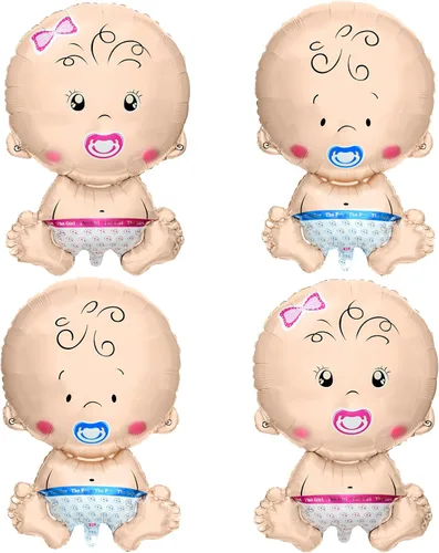 KatchOn, Globo de revelación de género – Paquete de 4 globos de 29 pulgadas | Globos para bebé niña bebé niño para decoración de revelación de