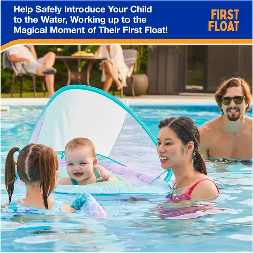 Miniatura 9 de SwimWays Baby Spring Float, Baby Pool Float with Canopy, Swim Training PFD, Swimming Pool Accessories for Babies and Toddlers 9-24 Months