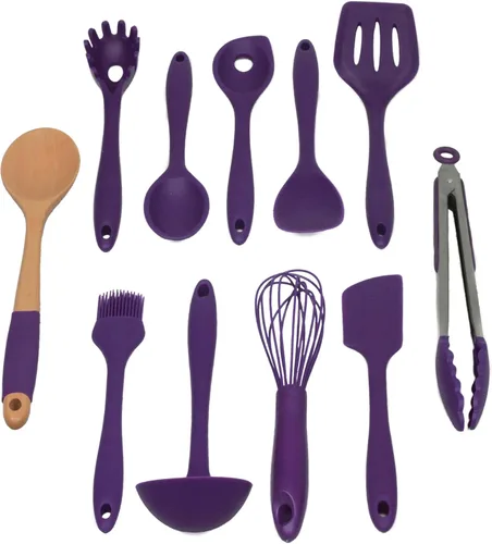 Miniatura 10 de Juego de 5 utensilios de cocina Chef Craft, de silicón, de color azul, Juego de 7 piezas, Amarillo