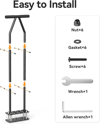 Miniatura 8 de Herramienta aireadora manual para césped – 15 picos de acero resistente, diseño de limpieza automática con resorte, premontado para aflojar el suelo