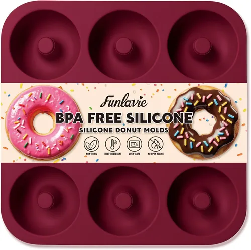 Molde grande de silicona para donas para hornear, 9 cavidades antiadherentes de silicona de grado alimenticio, molde para donas y moldes para bagel