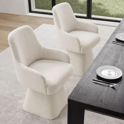 Miniatura 58 de KISLOT Juego de 4 sillas de comedor giratorias, tapizadas de mediados de siglo con respaldo alto, sillas de cocina de tela de lino para comedor, Una