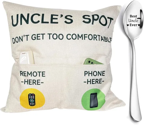 Miniatura 10 de ZUYUROU Regalos para Tía, Fundas de Cojín Decorativo de 2 Bolsillos "Auntie's Spot" de 18x18 Pulgadas + Cuchara Grabada, Regalos para el Día