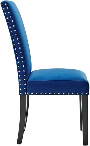Miniatura 4 de Modway Parcel Performance - Juego de 2 sillas auxiliares de terciopelo para comedor, color azul marino