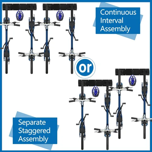 Miniatura 6 de Sinoer Estante de almacenamiento para bicicletas, colgador de almacenamiento para bicicletas, 4 bicicletas + 3 cascos, soporte vertical resistente