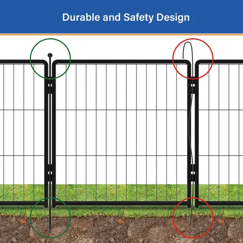 Miniatura 6 de Corralito para perros de 36 pulgadas, 8 paneles para uso en interiores y exteriores, valla de metal resistente para mascotas con estacas