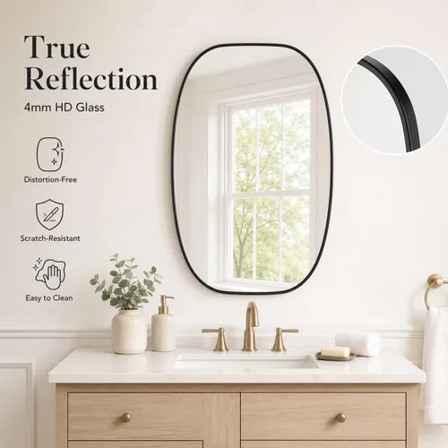 Miniatura 3 de USHOWER Black Oval Arch Bathroom Mirrors for Over Sink, 20x30 Inch Bathroom Vanity Mirror for Bathroom, Bedroom, Vanity, Entryway, Aluminium Frame