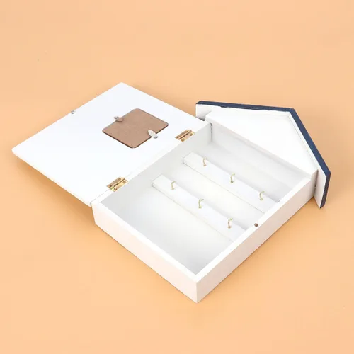 Miniatura 5 de Hemoton - Caja de almacenamiento de llaves montada en la pared con diseño de pájaro único gabinete de madera para organizador de entrada del hogar