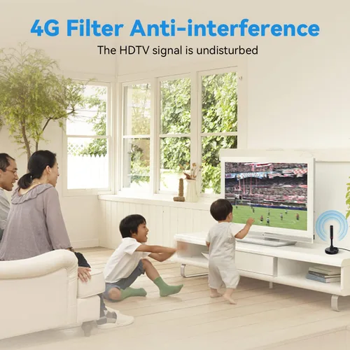 Miniatura 6 de Chaowei Antena digital HDTV con base magnética, cable coaxial HDTV de 16.5 pies, antena de TV portátil para interiores y exteriores para 4K 1080p