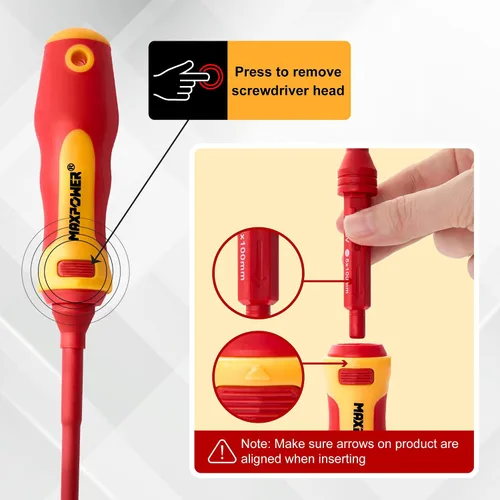 Miniatura 3 de MAXPOWER Juego de destornilladores aislados, destornilladores eléctricos aislados 7 en 1, kit de herramientas de destornillador eléctrico de punta