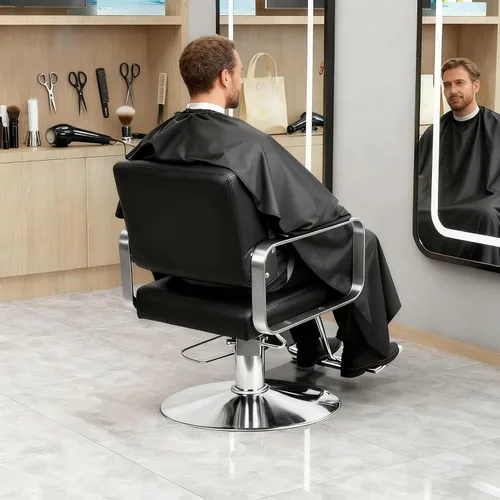 Miniatura 7 de Silla de peluquería de peluquería, 330 libras de alta resistencia con bomba hidráulica con altura ajustable y giro de 360°, sillas de peluquería
