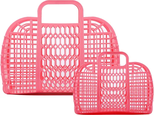 Miniatura 10 de BABANA Bolsas de gelatina – (juego) bolsas de gelatina pequeñas y grandes para madre e hija Cesta de regalo reutilizable, bolsas de playa – (S, L)