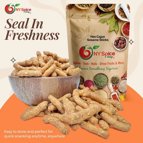 Miniatura 5 de NY Spice Shop Palitos de sésamo cajún – Mezcla de aperitivos tostados de sésamo cajún picante de 1 libra – Bocados crujientes de sabor picante