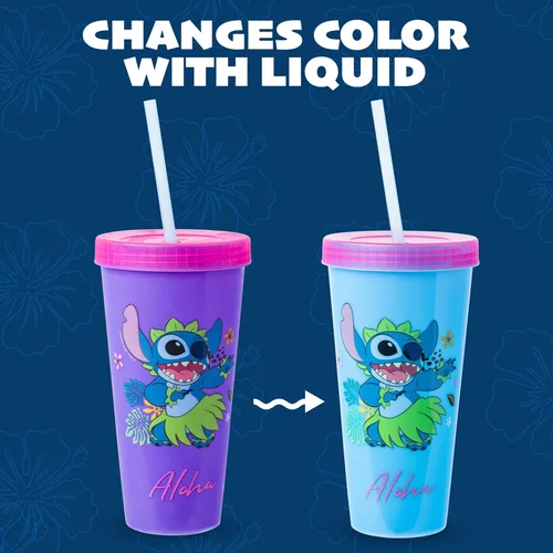 Miniatura 11 de Silver Buffalo Disney Lilo and Stitch Tropical Poses - Paquete de 4 vasos de plástico que cambian de color, 24 onzas Poses tropicales de Lilo