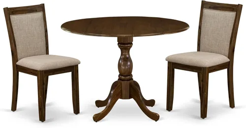 Miniatura 21 de East West Furniture DMMZ5-AB6-06 - Juego de mesa de comedor de 5 piezas para 4 personas, incluye una mesa de cocina redonda con Dropleaf y 4 sillas