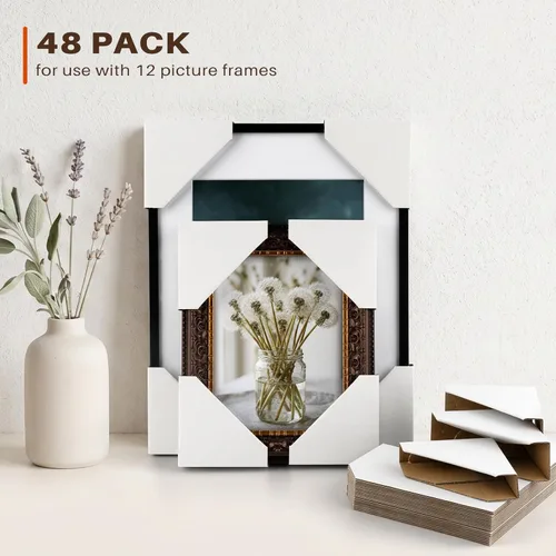 Miniatura 2 de Golden State Art, Paquete de 48 protectores de esquinas de cartón ajustables, se adaptan a marcos de 1, 1.5 y 2.1 pulgadas, protectores de borde