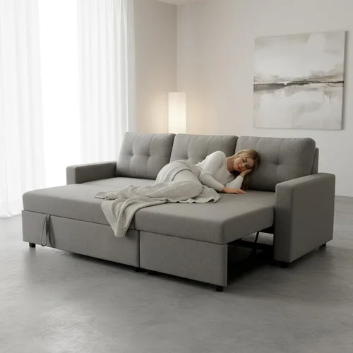 Miniatura 3 de Container Furniture Direct Sofá cama convertible en forma de L Sofá cama modular extraíble que ahorra espacio para apartamentos y salas de estar