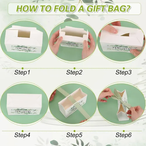 Miniatura 3 de Seajan 60 bolsas de papel de regalo de agradecimiento a granel con cinta de lazo de 5.5 x 4.7 x 2.4 pulgadas para bodas, baby shower, despedidas