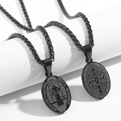 Miniatura 6 de RS Collar con medalla de San Miguel, Cristóbal, JudeBenedictoJoséAntonio, para hombres, 24 en regalos religiosos