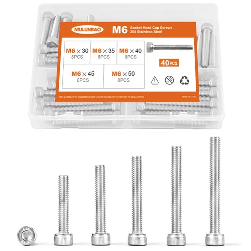 Miniatura 25 de Tornillos de cabeza hexagonal M3 x 0.157 in, 0.236 in, 0.315 in, 0.394 in, 0.472 in, acero inoxidable 304, máquina métrica totalmente roscada