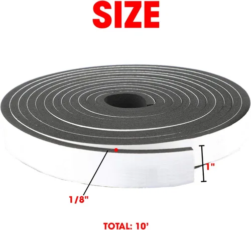 Miniatura 3 de Rollo de tira de espuma de neopreno de 1" de ancho x 10' de largo x 1/8" de espesor de Dualplex, sello de clima de alta densidad con respaldo