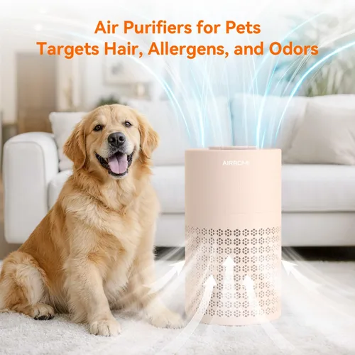 Miniatura 7 de Purificador de aire AIRROMI para dormitorio con filtro HEPA 3-en-1, purificador de aire para mascotas para el olor a orina de gato en el hogar
