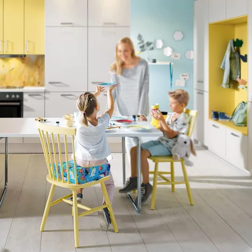 Miniatura 3 de Asiento elevador para niños pequeños para mesa de comedor, correas dobles más seguras lavables de 4 pulgadas, base antideslizante, asiento elevador