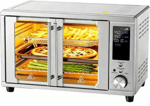 OLIXIS Combo de horno tostador y freidora de aire extra grande con sonda inteligente, encimera de horno de 29.6 cuartos de galón, 12 funciones en 1,