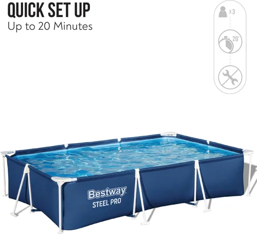 Miniatura 5 de Bestway Steel Pro, piscina para exteriores con bomba de filtro, piscina sobre el suelo, varios tamaños