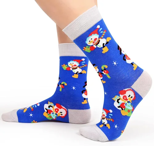 Miniatura 6 de Dsia Zamur Calcetines de cuello redondo para niños y niñas, paquete de 4 a 6 + caja de regalo, novedosos calcetines de pantorrilla coloridos