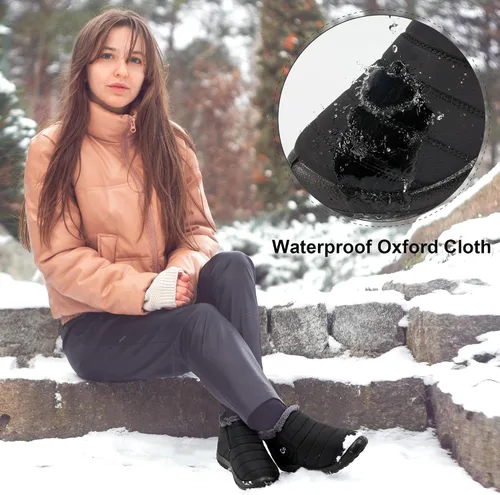 Miniatura 2 de Botas de nieve de invierno para mujer, impermeables, con forro de piel, cómodas, botas de exterior cálidas, antideslizantes, para invierno