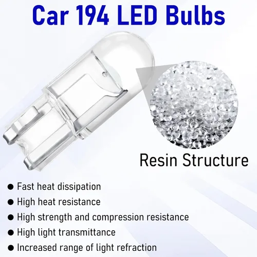 Miniatura 4 de 30 bombillas LED 194 para automóvil, 168 2825 W5W T10 de cuña COB LED de repuesto, bombilla de placa de matrícula de 6000 K, bombilla interior libre