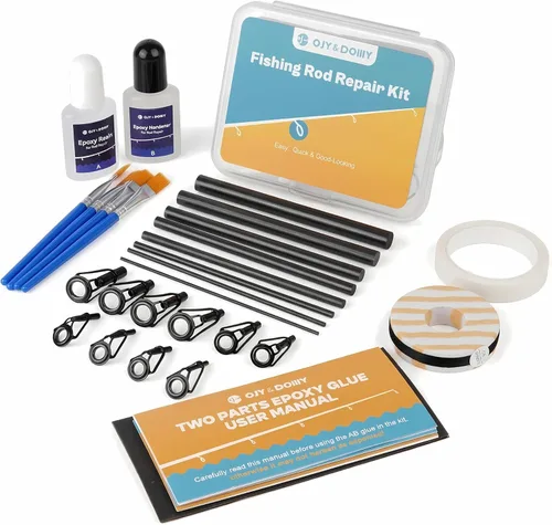 Miniatura 7 de Kit de reparación de caña de pescar completo, suministros completos con pegamento para reparación de caña de pescar rota de agua dulce y agua salada