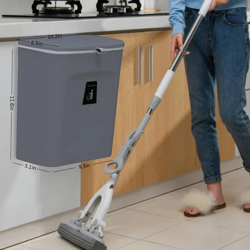 Miniatura 2 de TOPROAD Basurero colgante de cocina, de 2.4 galones, para encimera de compost, pequeño cubo de basura con tapa para armario, baño, dormitorio