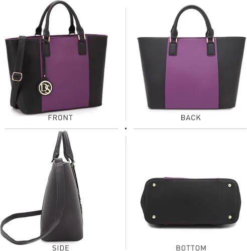 Miniatura 4 de DASEIN - Bolsa de mano para mujer, bolsa tipo bandolera, asa superior, bolsa plana para trabajar