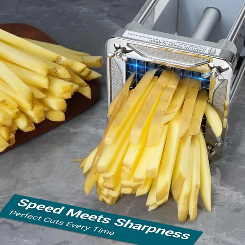 Miniatura 3 de Sopito Cortador de Papas Fritas Eléctrico Cortador de Papas de Acero Inoxidable con Cuchillas de 1/2 y 3/8 Pulgadas para Papas, Zanahorias, Pepinos