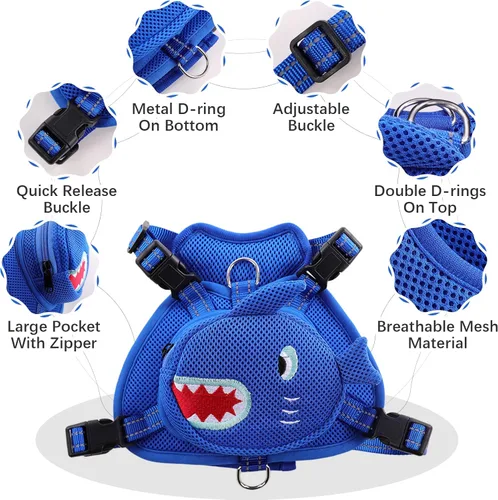 Miniatura 3 de IDOMIK - Mochila para perro con arnés, mochila sin tirón con anillo en D para perros pequeños y medianos, linda mochila autoportante para perros
