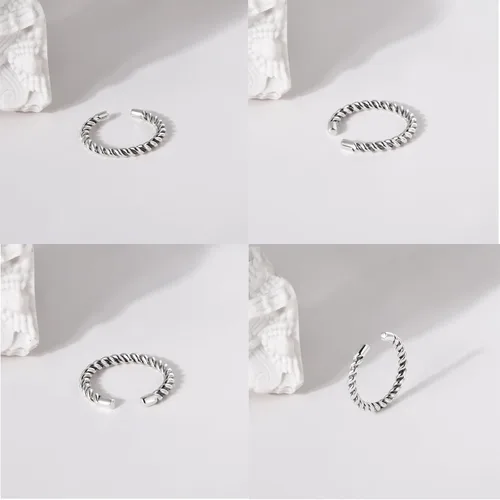 Miniatura 26 de CANDYFANCY Anillo de nudo celta de plata de ley 925 abierto para el dedo medio nudillo para mujer, tamaño ajustable 4-7