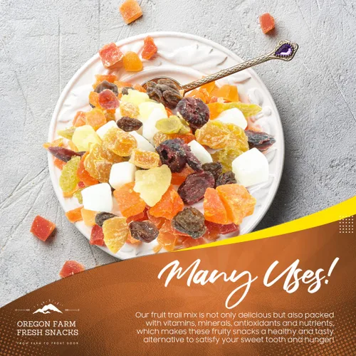Miniatura 3 de Oregon Farm Fresh Snacks Mezcla de frutas secas – Mezcla de aperitivos con arándanos secos, coco, mango y pasas – Snacks saludables para adultos