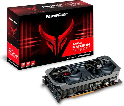 PowerColor Red Devil AMD Radeon RX 6600 XT - Tarjeta gráfica para juegos con memoria GDDR6 de 8 GB, alimentada por AMD RDNA 2, HDMI 2.1